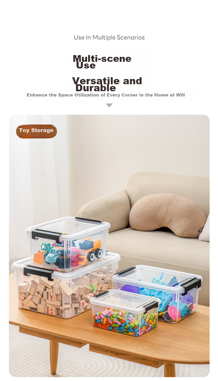 Xitianlong Desktop Storage Box, Multifunctional Transparent Storage Box with Lid, Toy And Snack Storage Container, Clear 3-Liter Capacity, Set of 3 8