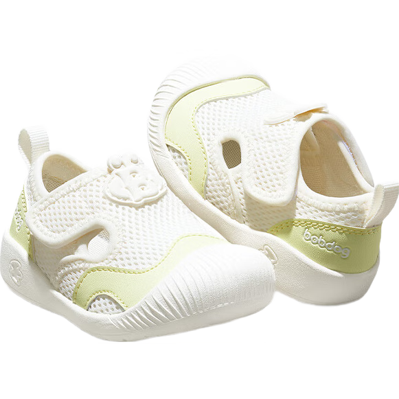 BOBDOG Children's Shoes, Baby Walking Sandals, Hollow Breathable Mesh, Soft Sole, Non-Slip, Boys And Girls Sneakers, Tender Green, Size 25