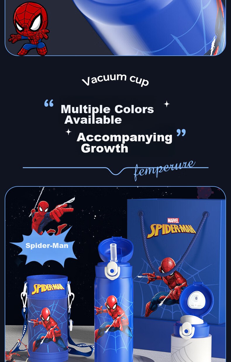 Milonbear Spider-Man Children's Insulated Cup for Boys, 316 Food-Grade Direct Drinking Water Bottle, Elementary School Student Special Straw Water Bottle for School Use 17