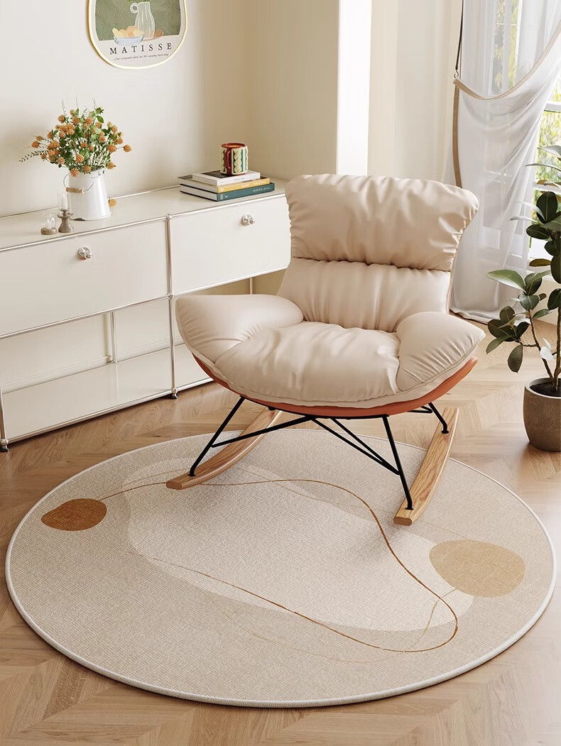 Yinshang Rocking Chair Round Floor Mat for Bedroom Living Room Balcony Chair Carpet Office Computer Recliner Swivel Chair Foot Pad 8