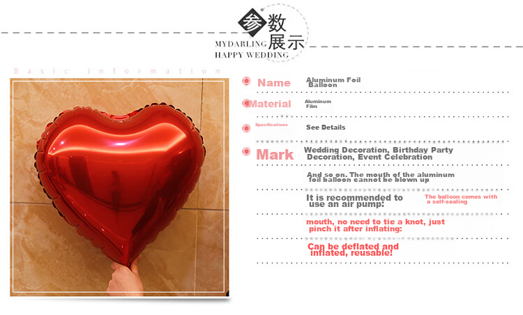 Jingtang Red Heart-Shaped Aluminum Foil Balloon, Valentine's Day Pink Floating, Engagement Romantic Decoration, Wedding Proposal Heart-Shaped Ornament 4