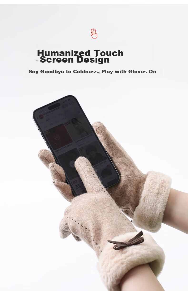Hengyuanxiang Women's Warm Gloves, Winter Outdoor Wool-Lined Thickened Anti-Freeze Gloves, Birthday Gift for Girlfriend Or Wife 13