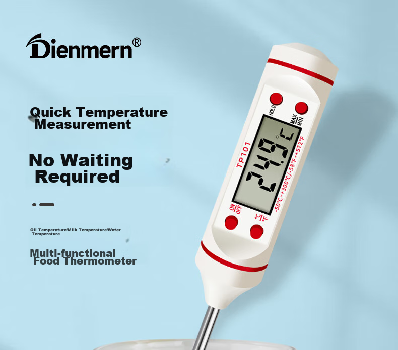 Dienmern Probe Food Thermometer, Kitchen Indoor Oil Temperature Meter, Baby Milk Thermometer, Water Thermometer, Electronic Thermometer 1