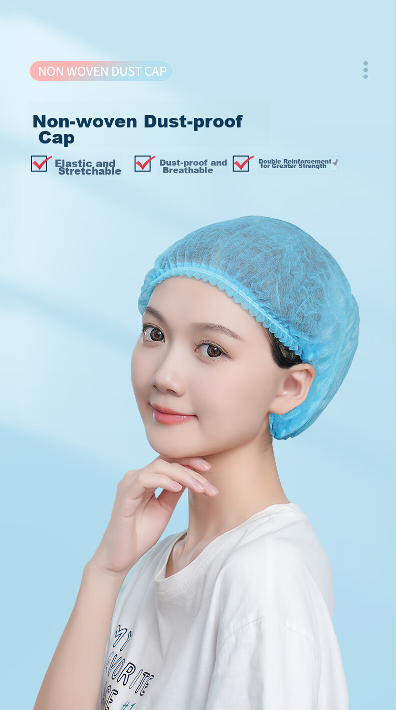 Gongpinxing Disposable Head Cover, Dust-Free Cap Cover, Strip-Shaped Cap Isolation Cap, Blue, 100 Pieces Per Pack 1