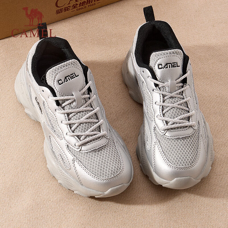 CAMEL Women's New Retro Sneakers, Breathable Mesh Upper, Thick-Soled Heightening Casual Versatile Soft-Bottom Shock-Absorbing Dad Shoes