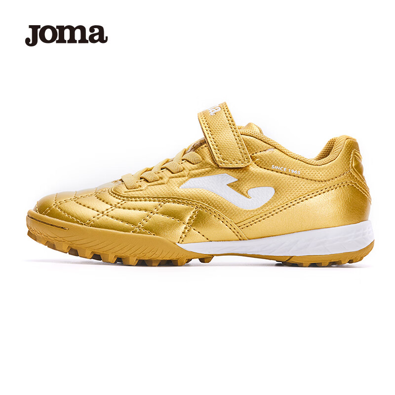 JOMA Soccer Shoes, Children's TF Turf Cleats, Boys And Girls Youth Elementary School Students, Retro Classic Football Training Shoes, Red Gold, Size 33