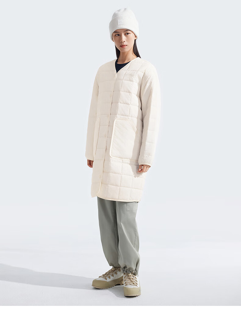 The North Face Women's Outdoor Warm Cotton Mid-Length Jacket 89YH Beige/QLI XL 9