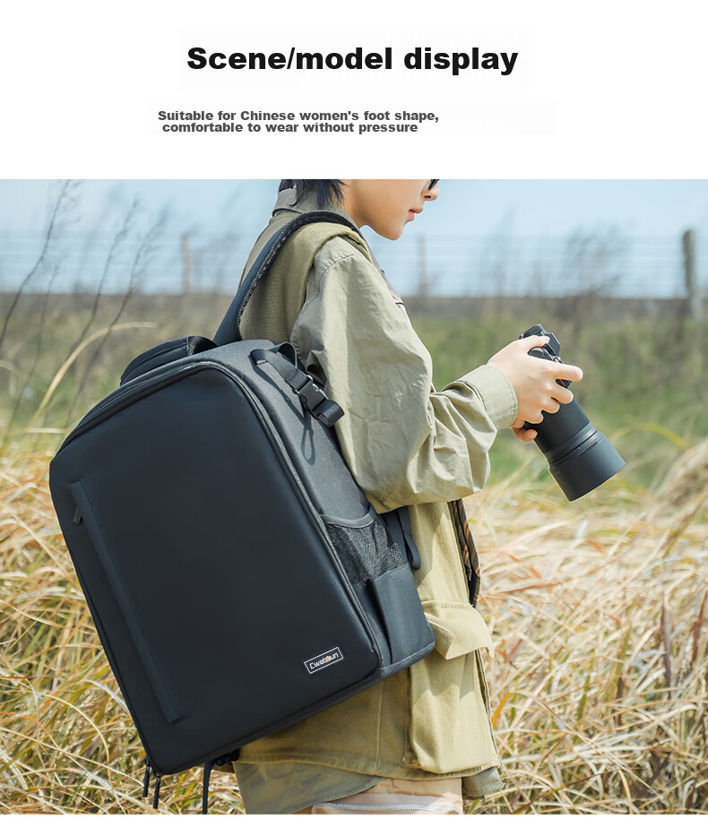 CWATCUN Camera Backpack, Portable Shoulder Bag for Canon Nikon Sony, Multifunctional Water-Resistant Shooting Bag 11