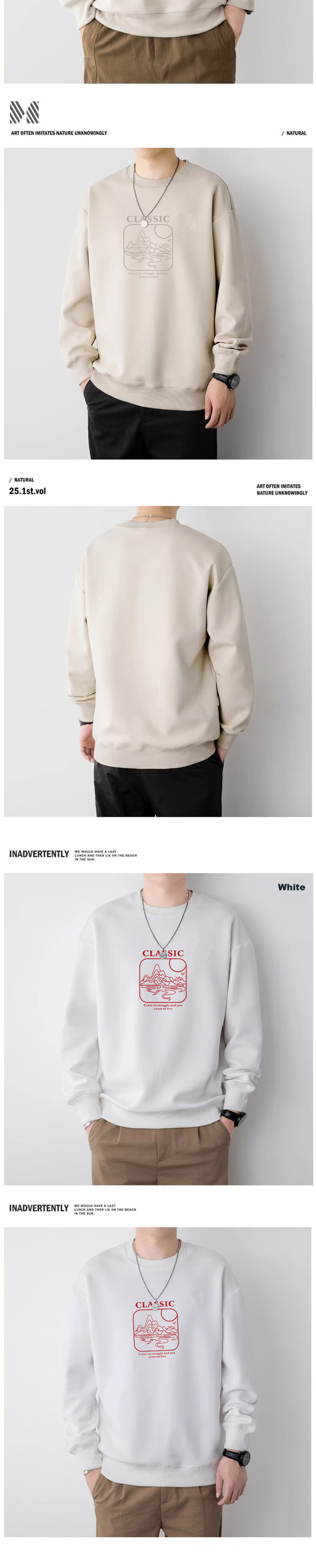 Huili Sweatshirt for Men, Round Neck Long Sleeve T-Shirt, Casual Pullover Undershirt, Versatile Outerwear for Men in Spring And Autumn Seasons 17