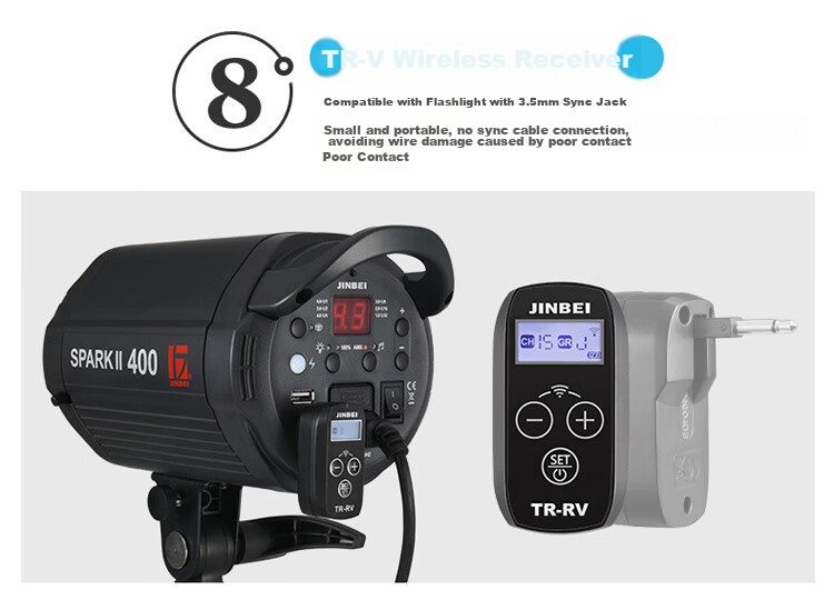 JINBEI TR-V6II Flash Trigger, Wireless Flash Trigger with Remote Control, Trigger for DSLR Cameras, Universal Version, TR-V6II Transmitter 7
