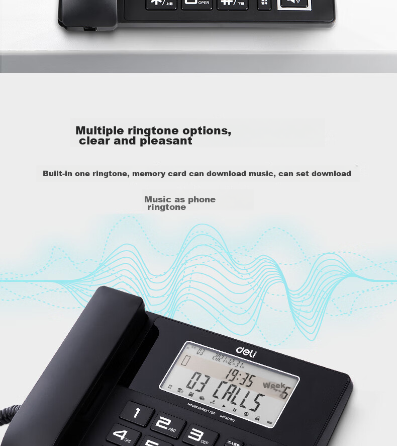 Deli Recording Telephone, Landline Phone for Office And Home Use, Caller ID, 4GB Memory Card, 799 Black 5