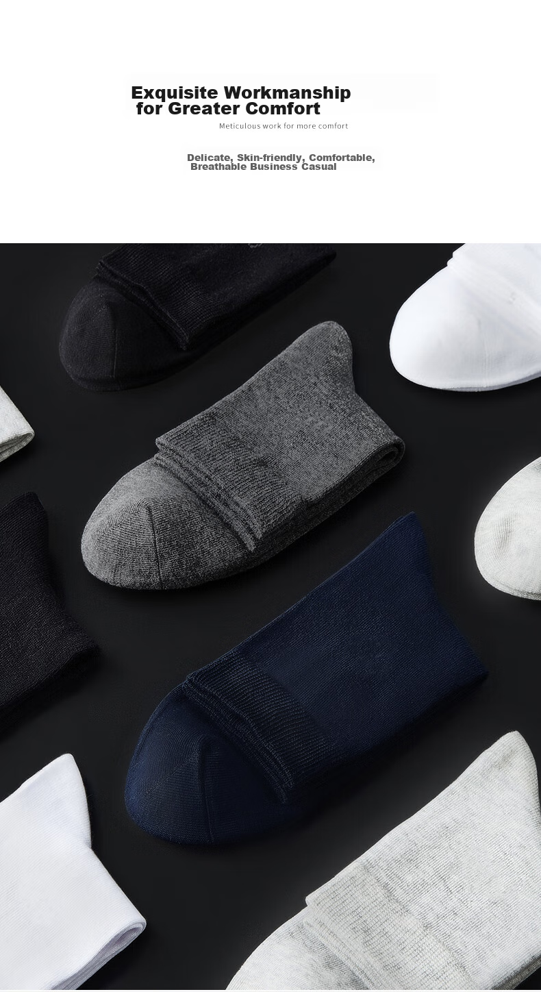 Hengyuanxiang [Hot Selling 200,000] Men's Socks, 100% Pure Cotton, Business Elite Mid-Calf Socks for Men, Sweat-Absorbing And Breathable, Spring And Summer 13