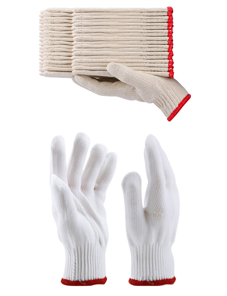 Gongzhe Cotton Yarn Work Gloves Labor Protection Wear-Resistant Non-Slip Breathable Construction Work Gloves Blue Edge Thread 24 Pairs 8