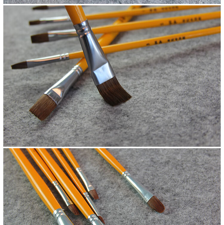 [Lowest Price Online] Fenshang Wolf Hair Flat Tip Gouache Brush Set, Oil Painting Brushes Acrylic Paint Brushes Student Art Supplies Specialized Drawing Tools Paint Materials Pigment Brushes Double Size 6-Piece Set 6