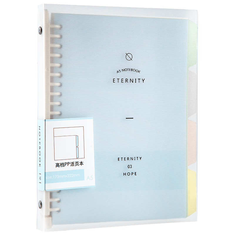 Wengu Loose-Leaf Notebook, Back-To Essential, A5/60 Sheets, Error Correction Exercise Book, Journal for Middle And High School Students, Stationery, Office Meeting Notebook, 20-Hole with Index Dividers, Blue