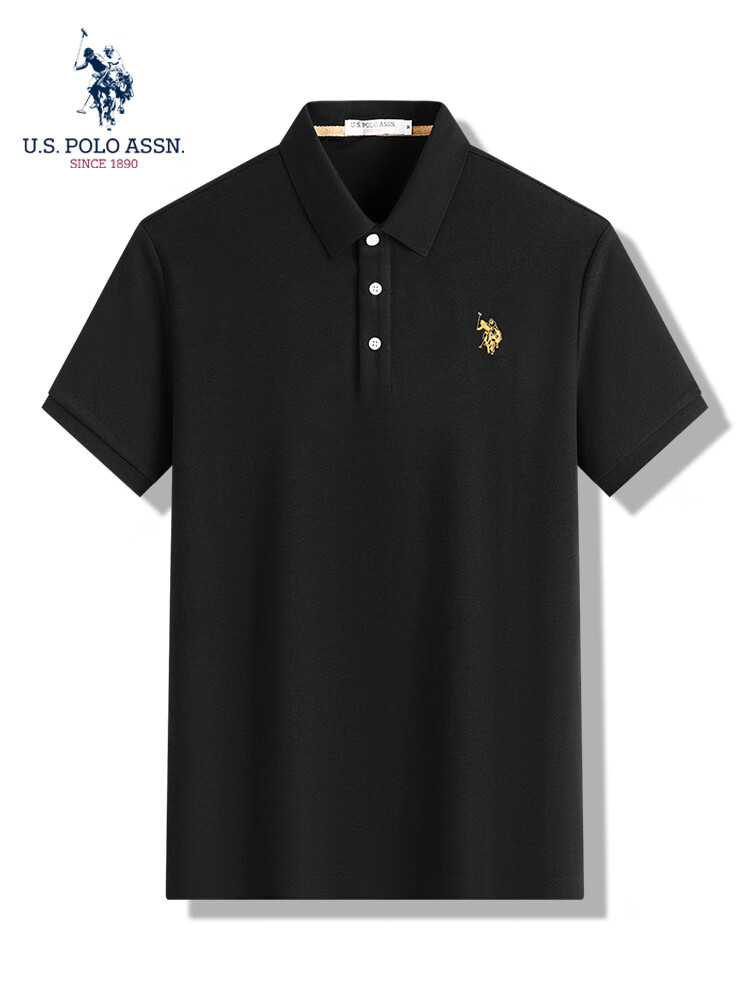 U.S. POLO ASSN. Men's Short Sleeve Polo Shirt Summer Business Casual Collared T-Shirt Black M Father's Day Gift 22