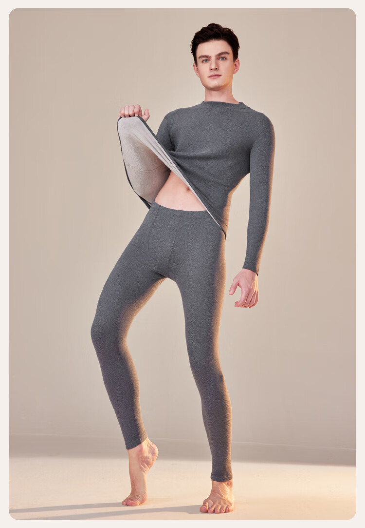 Ordifen [Cashmere Silk Mid-Neck Set] Anti-Mite, Anti-Static, Antibacterial, Warm Underwear for Men, Winter And Autumn Clothing And Pants, Black, 3XL 22