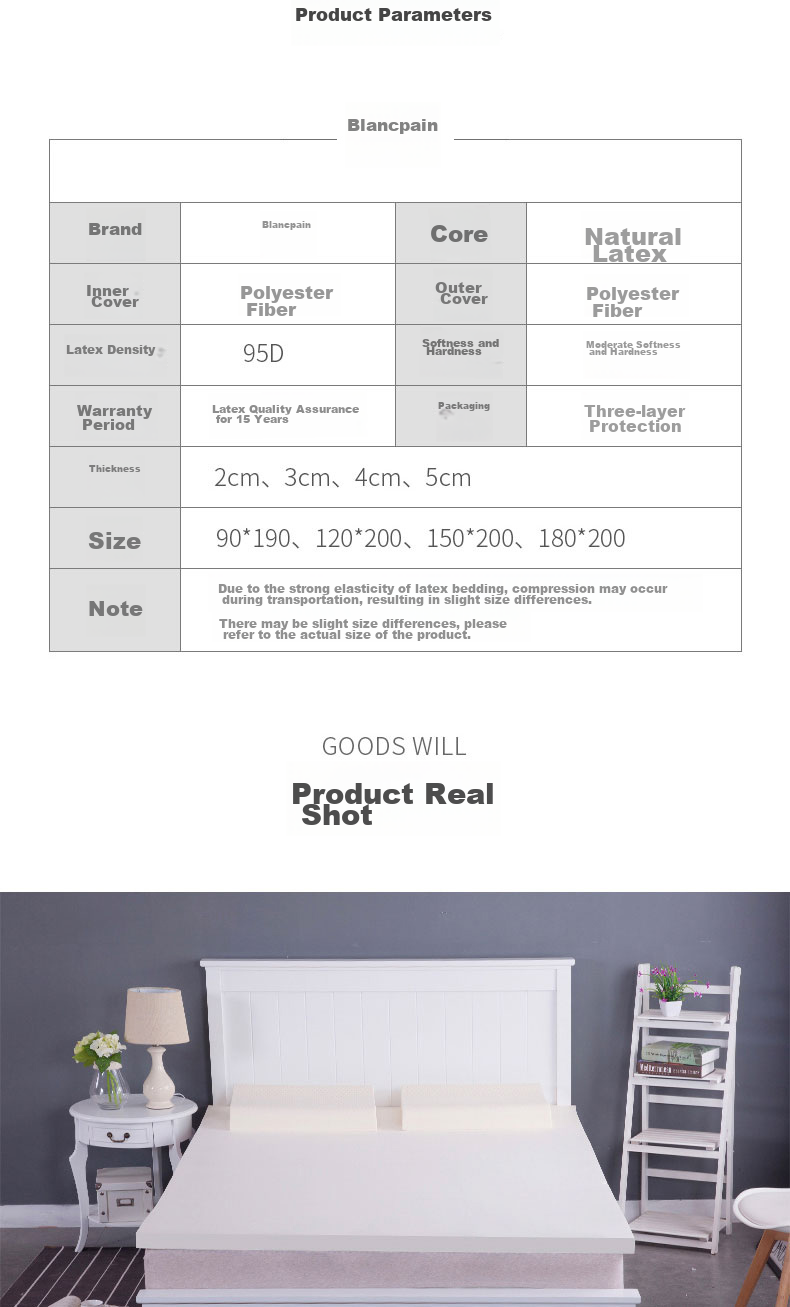 Baopo Latex Mattress, Imported from Thailand, Natural Rubber, Single Bed for Students' Dormitory, Mattress Pad, 90*190*3cm 9