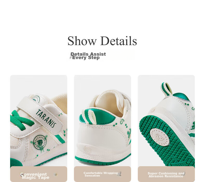 TARANIS Spring Toddler Shoes, Breathable Infant Shoes, Non-Slip Soft Sole, Functional Shoes for Baby Boys And Girls, Apricot/white, Size 19 10