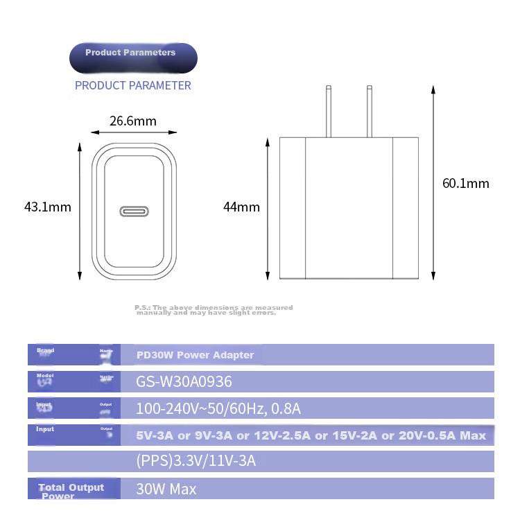 JPLAYER GaN Charger PD30W Fast Charging Compatible with IPhone15promax/14/13 Phone Charging Head, Portable Tablet Type-C Plug 2