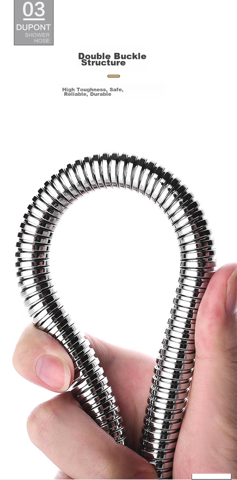 DU PONT DU PONT Handheld Shower Head Hose, 304 Stainless Steel, 1.5 Meters Long, Shower Head Hose D-PJ001 4