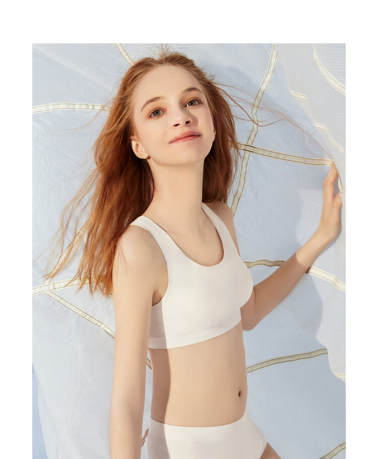 Aimer Children's And Girls' Bra One-Piece Knit Top, Big Girl Cloud Girl First Stage Short Vest [Breeze] AJ1155721 Pink 150 10