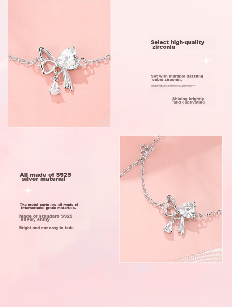 Clect Butterfly Fairy 925 Silver Bracelet for Women, Light Luxury Sweet Style Student Fashion Jewelry Birthday Gift for Girlfriend 11