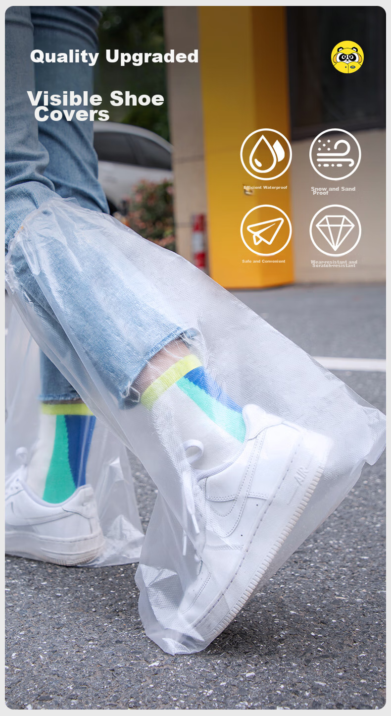 Moremerry Disposable Rain Shoe Covers, Waterproof Card-Style Outdoor Rafting Travel Portable Non-Slip Wear-Resistant Rain Boots, 7 Pairs Pack, Adult Versio 4
