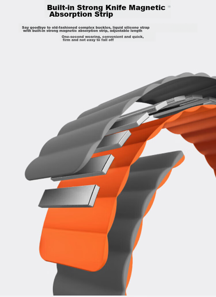 ESCASE Magnetic Silicone Watch Strap for Vivo WATCH GT ESIM Version, Breathable Comfortable Sports Dopamine Soft Skin-Friendly Starlight with Orange Band, No Ear 7