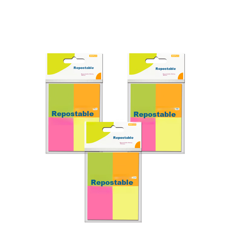 STICKN 32043 Four-Color Fluorescent Sticky Notes/Post-Its/Bulliettes (38*50mm), 3 Bags/pack