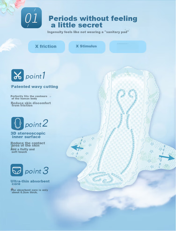 Elis King Light Feather Luxury Ultra-Long Overnight Sanitary Napkins, 420mm*16 Pieces, Extremely Thin Cotton Soft Menstrual Pads with Widened Wings 3