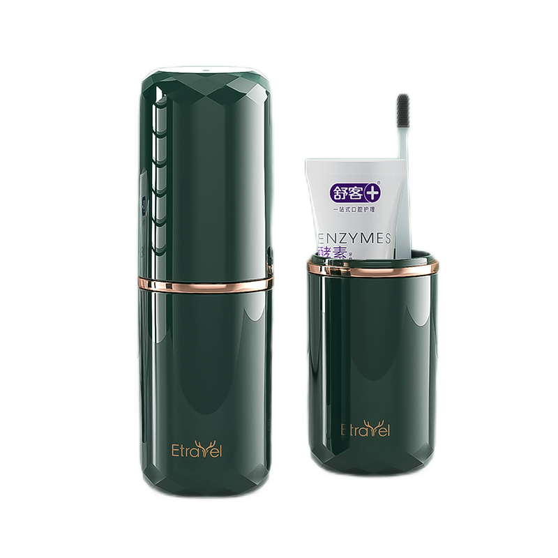Etravel Toiletry Cup Set: Toothbrush Cup, Toothpaste Cup, Travel Mug, Portable Mouthwash Cup, 4-Piece Set, Sapphire Gree