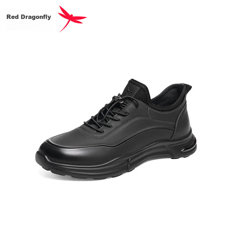 RED DRAGONFLY Men's Sports Leather Shoes, Spring And Autumn Casual Outdoor Shoes for Men, Trendy Single Shoes WTA34108 Black Size 41