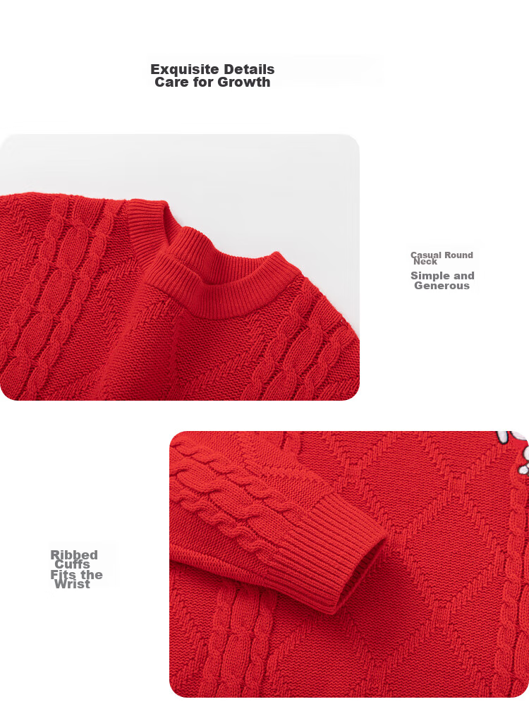 BALABALA Children's Clothing, Kids' Sweater for Boys And Girls, Autumn And Winter Parent-Child Pullover Knit Sweater, New Year's Outfit, 208125103203 8