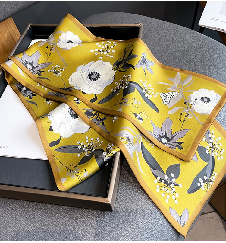 GLO-STORY Women's Scarf Korean Style Long Versatile Floral Square Scarf Gift for Mom Mother's Day Birthday Gift Box Set 14