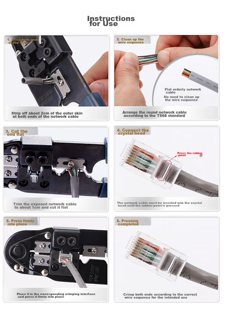 Pro'sKit 8P Network Cable Crimping Pliers, Single-Port Network Cable Crimper, 808-376C 9