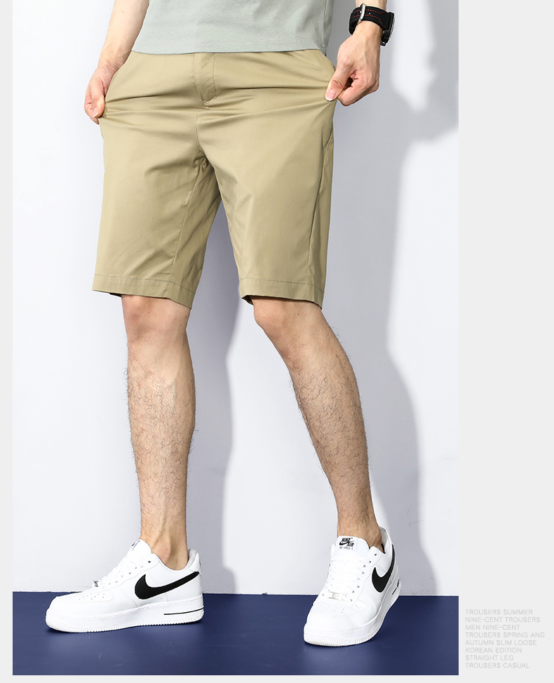 ROMON Casual Shorts for Men, Summer Business Pants, Cotton Stretch Breathable Five-Point Shorts, Sports Trousers, Men's Clothing LM112 Black Size 31 2