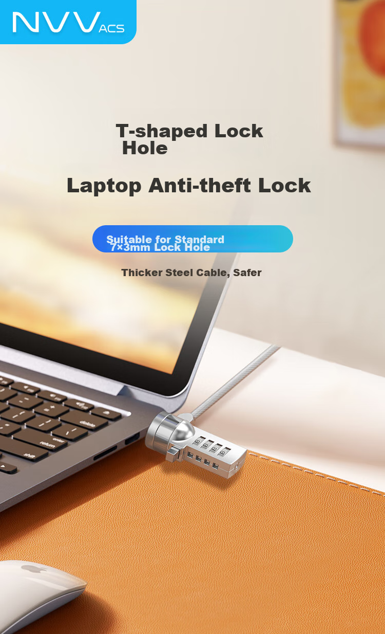 NVV Laptop Lock, Security Anti-Theft Lock, Notebook Lock, Code Key Standard Lock Hole Suitable for Lenovo HP ASUS ThinkPad Universal Lock NL-1 1