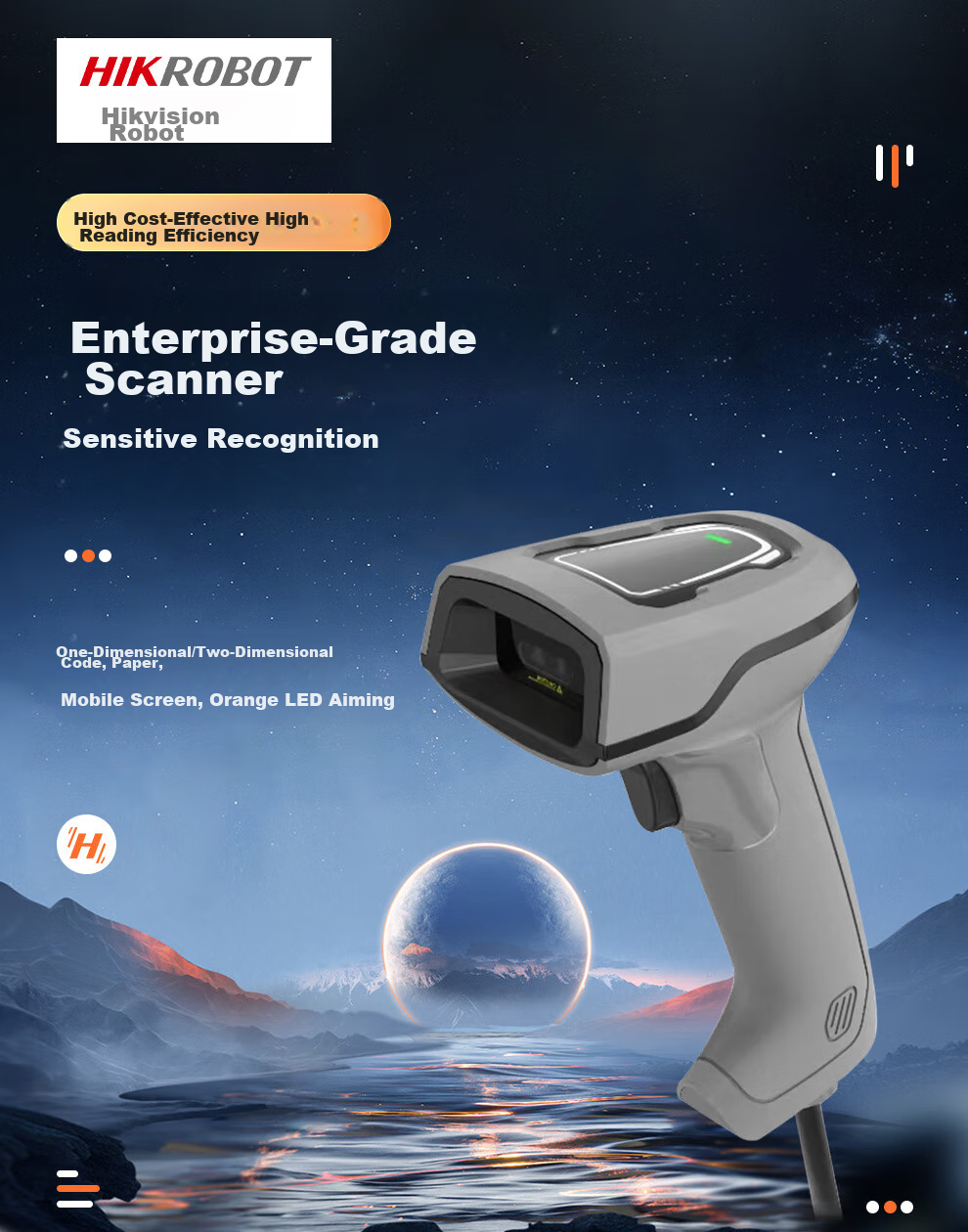 Haikangwei Shidaoqiren Barcode Scanner for One-Dimensional And Two-Dimensional Codes, Express Delivery, Supermarket Cashier, Logistics Warehouse, Pharmaceutical Traceability Barcode, High-Density Scanner MV-IDH3000 Series 1