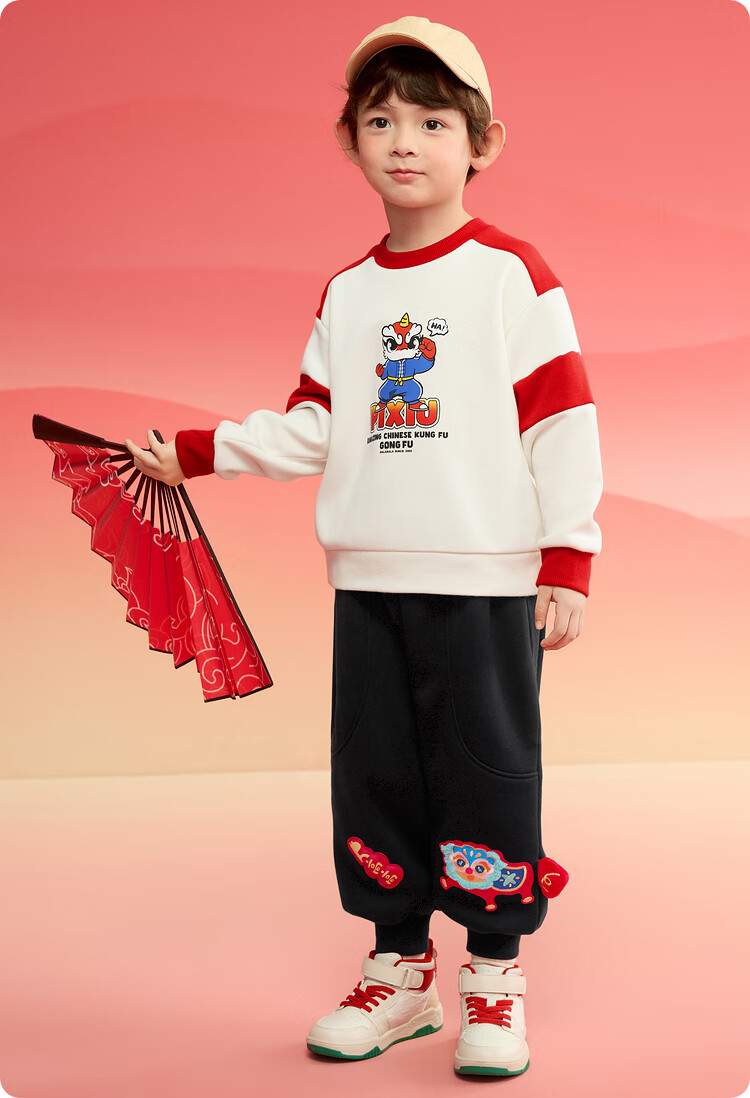 BALABALA Children's Clothing, Kids' Sweatshirt for Girls And Boys, Spring And Autumn Wear, Loose-Fitting Fleece-Lined Top, Color Block Trendy Design, 208125121203 10