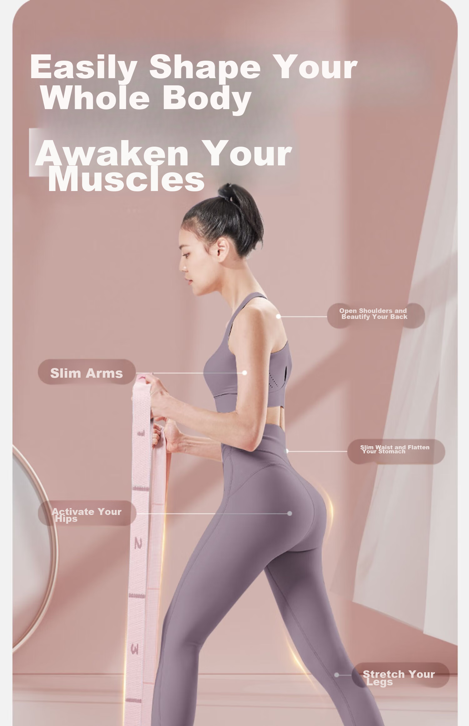 Li-Ning Elastic Band Dance Digital Children's Segmented Women's Yoga Stretch Rope Fitness Resistance Band Specialized Stretching Band 7