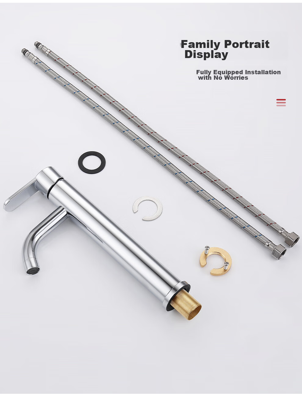 CVBAB Raised Basin Faucet, Countertop Basin Hot And Cold Water Tap, Bathroom Washbasin And Sink Faucet CV2021 13