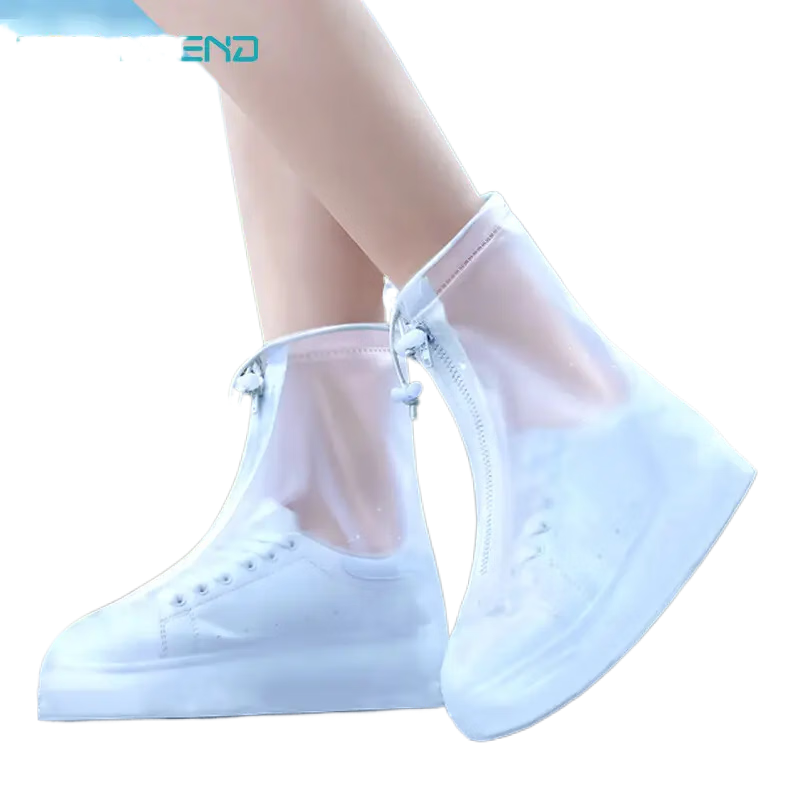 NOLANSEND Rain Shoe Covers for Men And Women, Thickened Wear-Resistant Waterproof Non-Slip Portable Rain Boot Covers Adult White 45-46