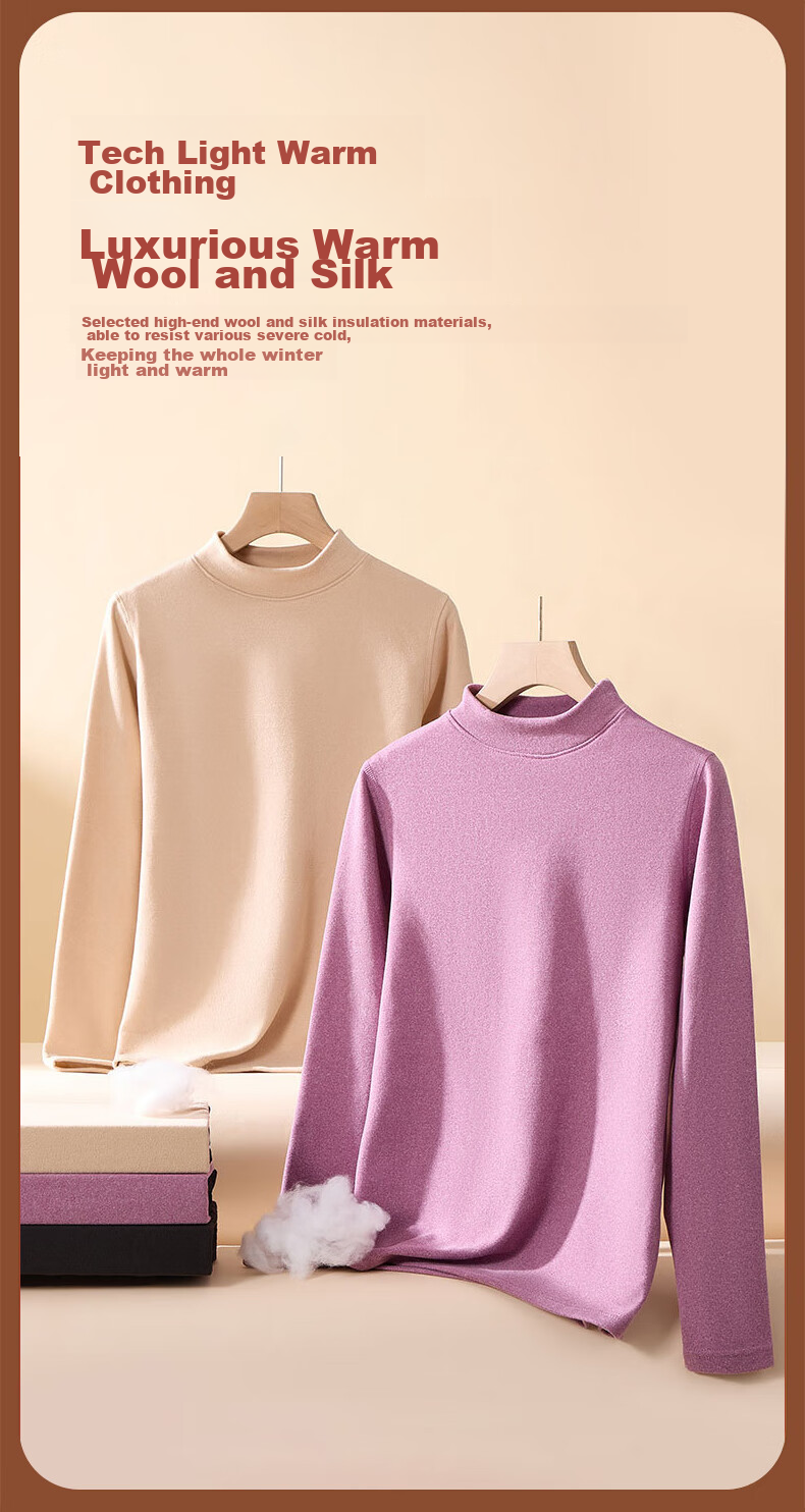 Langsha Wool And Silk Thermal Underwear for Women, New Fall/Winter 2026 Collection, 7A Antibacterial Fleece-Lined Warm Base Layer Top And Bottom Set 5