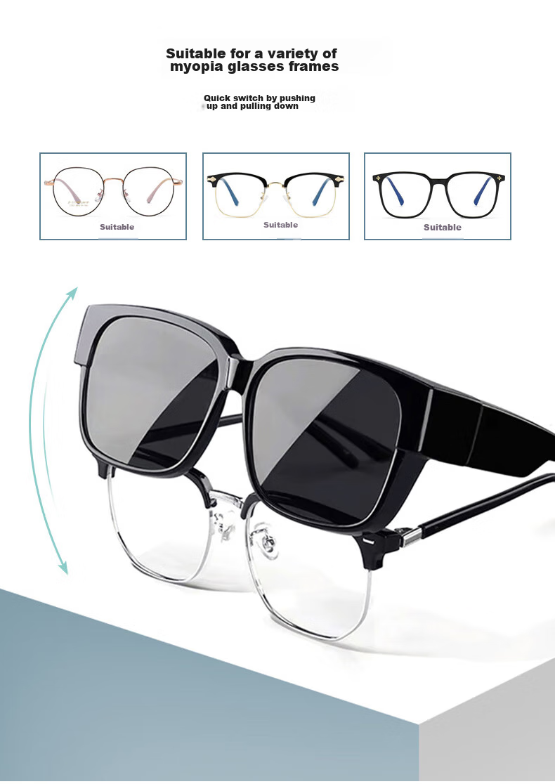 LOVECRAFT Myopia-Specific Sunglasses Clip-Ons for Driving, Polarized Clip-Ons for Black Frames - Night Vision Lenses, Sunglasses with UV Protectio 4