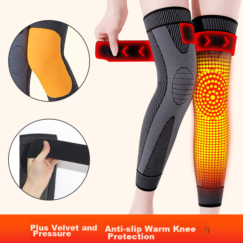 Chidong Knee Brace, Warm, for Arthritis, Cold-Proof, Compression Bandage, for Elderly, Prevents Cold Legs, Cycling Protection, Fleece-Lined, Extended Version, Size M