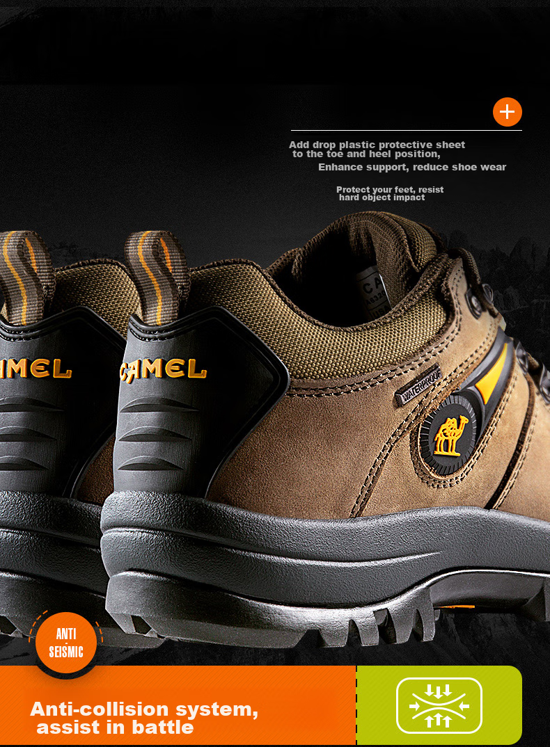 CAMEL Outdoor Hiking Shoes for Men, Durable Trekking Boots, Cowhide Outdoor Footwear A63202a6015 Army Green 38 4