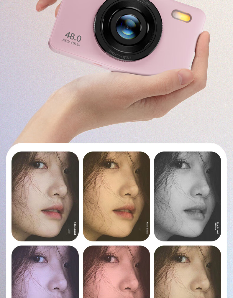BENJIE Digital Camera, CCD Student Point-And Camera with Image Stabilization, COMS High-Definition Mini Entry-Level Camera, Quick Direct Transfer, 2.4-Inch IPS Screen, 32GB White 17