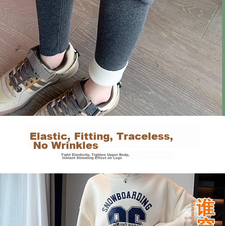 LangSha Ribbed Leggings for Women, Autumn Wear, High-Waisted, Slimming, Elastic Waist, Butt-Lifting, Calf-Slimming, Tight-Fitting Pants, Warm Cotton Trousers 20