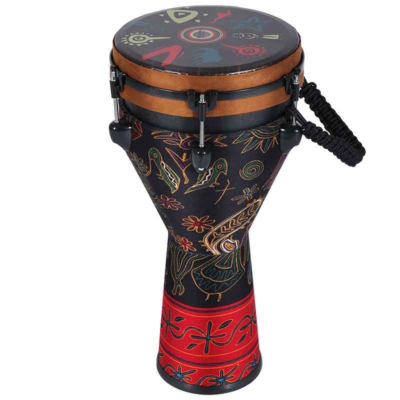 MOSEN 10-Inch Professional African Drum, Carbon Fiber Material Lijiang Hand Drum, Adjustable Tuning Fashion Style, Mountains And Rivers of Distant Lands